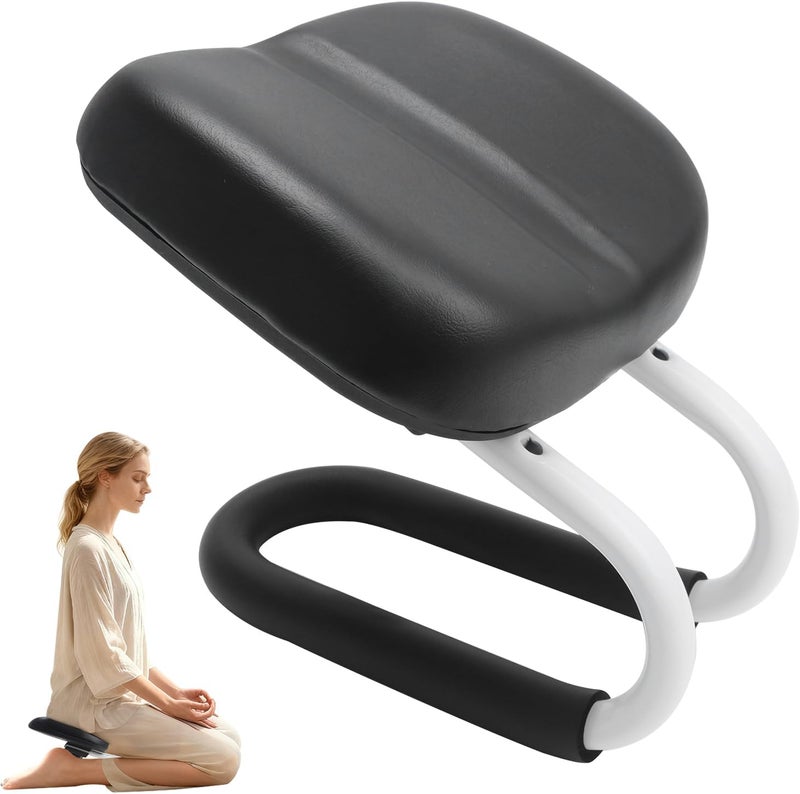 Engorgio Meditation Bench Black, Adjustable Height Meditation Chair, Kneeling Meditation Stool, Seiza Chair, Prayer Bench with Cushion for Home Studio Portable Non-Slip Yoga Stool. - Image 1